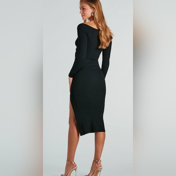 High Slit Midi Sweater Dress - Picture 4 of 4